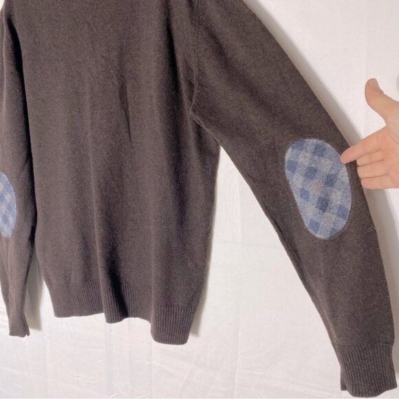 Burlington Brown Blue Tan Extra Fine Lambswool V Neck Pullover Light Sweater XL - Picture 7 of 12